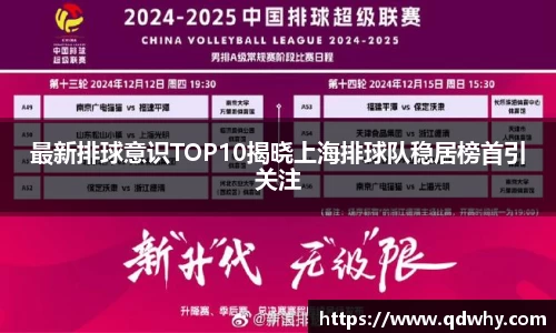 最新排球意识TOP10揭晓上海排球队稳居榜首引关注