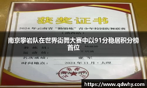 南京攀岩队在世界街舞大赛中以91分稳居积分榜首位